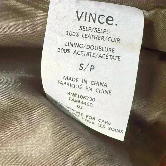 Vince Olive Green/Tan Leather Moto Jacket Women’s Small Like New! - Picture 6 of 8